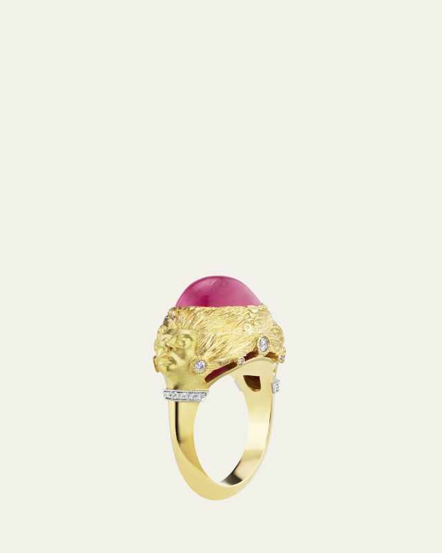 18K Yellow Gold Pink Sapphire Muse Ring, Size